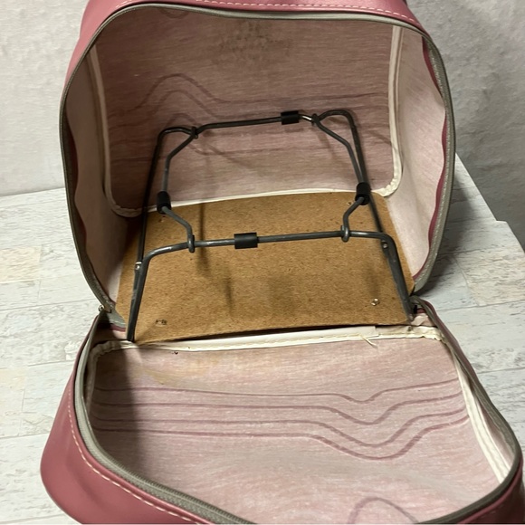 Vtg BRUNSWICK bowling ball bag light pink mauve single ball + rack RETRO-NICE! - Picture 8 of 9